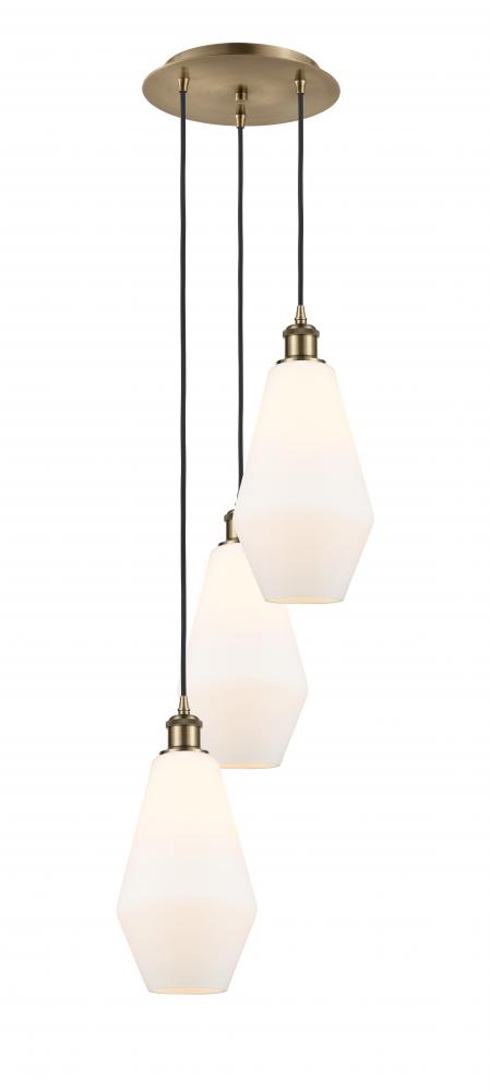 Cindyrella - 3 Light - 14 inch - Antique Brass - Cord Hung - Multi Pendant