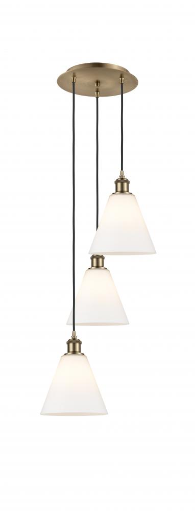 Berkshire - 3 Light - 15 inch - Antique Brass - Cord Hung - Multi Pendant