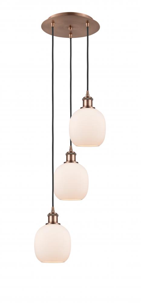 Belfast - 3 Light - 13 inch - Antique Copper - Cord Hung - Multi Pendant