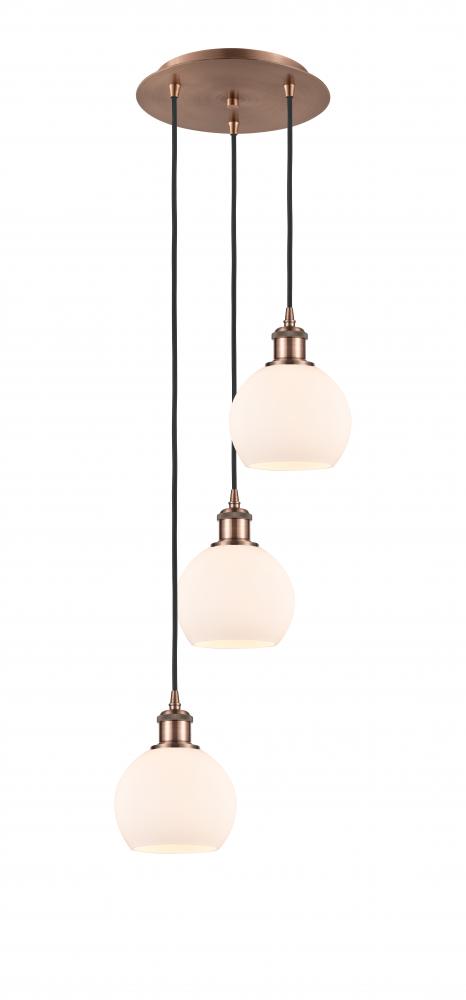 Athens - 3 Light - 12 inch - Antique Copper - Cord Hung - Multi Pendant