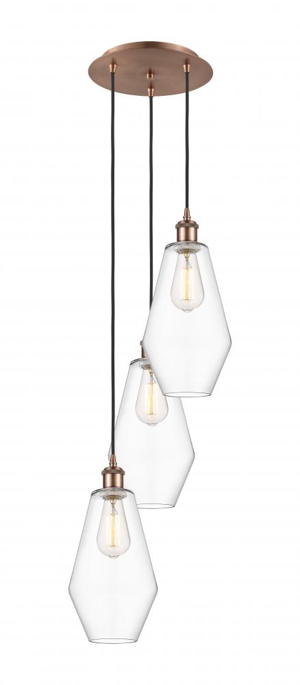 Cindyrella - 3 Light - 14 inch - Antique Copper - Cord Hung - Multi Pendant