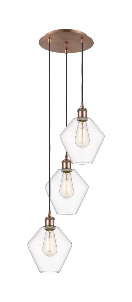 Cindyrella - 3 Light - 15 inch - Antique Copper - Cord Hung - Multi Pendant