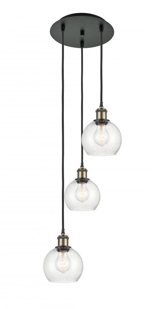 Athens - 3 Light - 12 inch - Black Antique Brass - Cord Hung - Multi Pendant