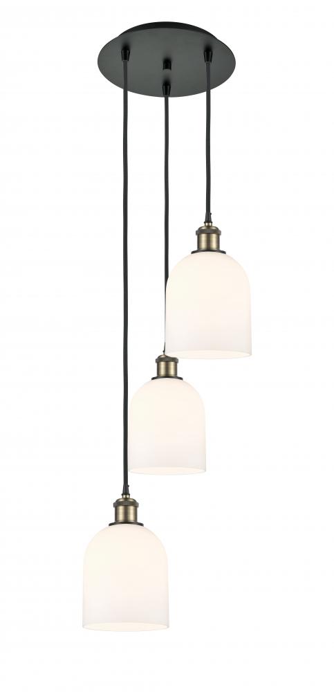 Bella - 3 Light - 12 inch - Black Antique Brass - Cord Hung - Multi Pendant