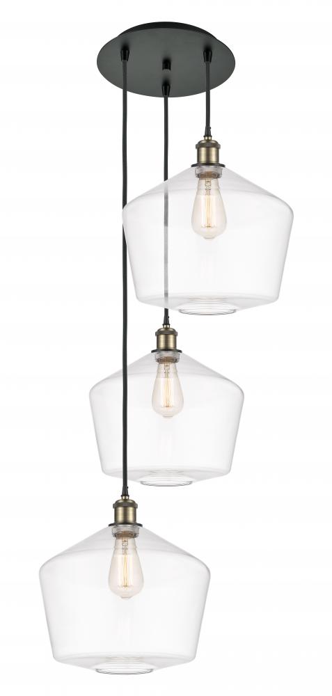 Cindyrella - 3 Light - 19 inch - Black Antique Brass - Cord Hung - Multi Pendant