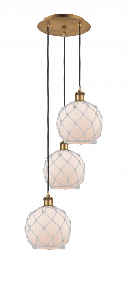 Farmhouse Rope - 3 Light - 15 inch - Brushed Brass - Cord Hung - Multi Pendant