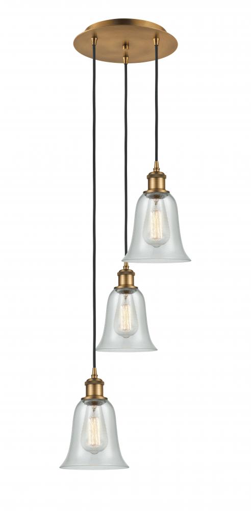 Hanover - 3 Light - 13 inch - Brushed Brass - Cord Hung - Multi Pendant