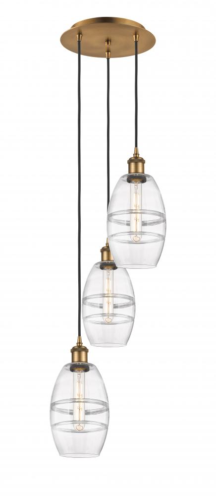 Vaz - 3 Light - 12 inch - Brushed Brass - Cord hung - Multi Pendant