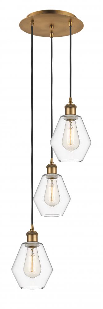 Cindyrella - 3 Light - 13 inch - Brushed Brass - Cord Hung - Multi Pendant