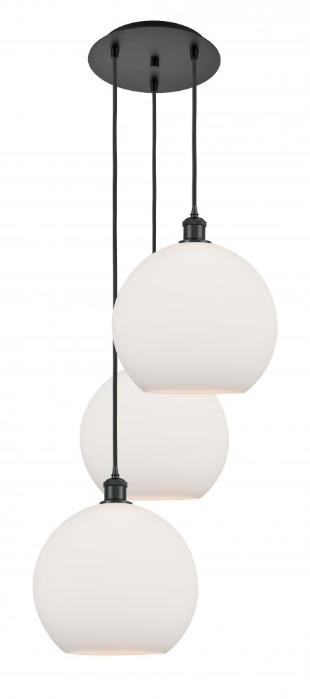 Athens - 3 Light - 18 inch - Matte Black - Cord Hung - Multi Pendant