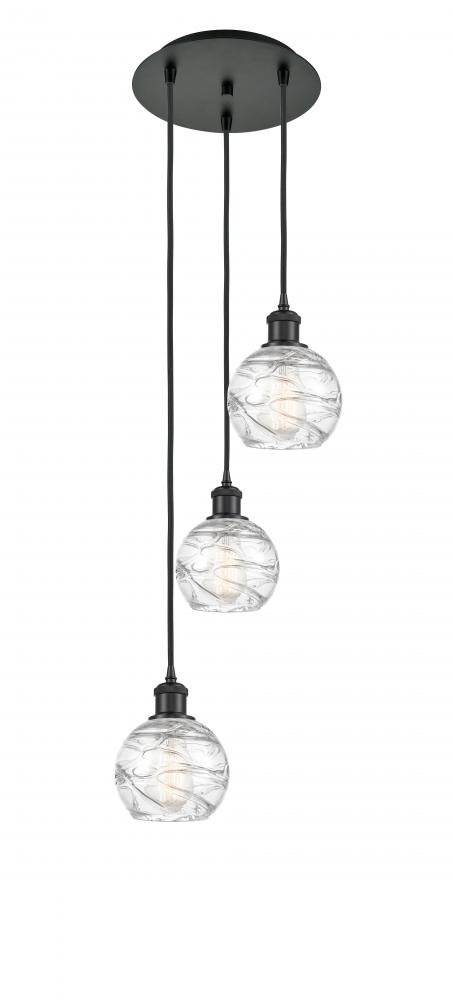 Athens Deco Swirl - 3 Light - 12 inch - Matte Black - Cord hung - Multi Pendant