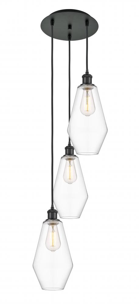 Cindyrella - 3 Light - 14 inch - Matte Black - Cord Hung - Multi Pendant