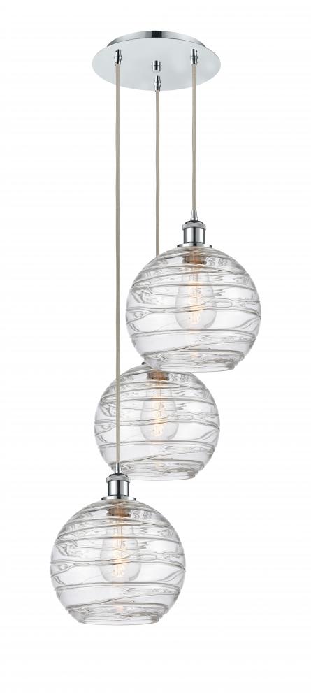 Athens Deco Swirl - 3 Light - 17 inch - Polished Chrome - Cord hung - Multi Pendant