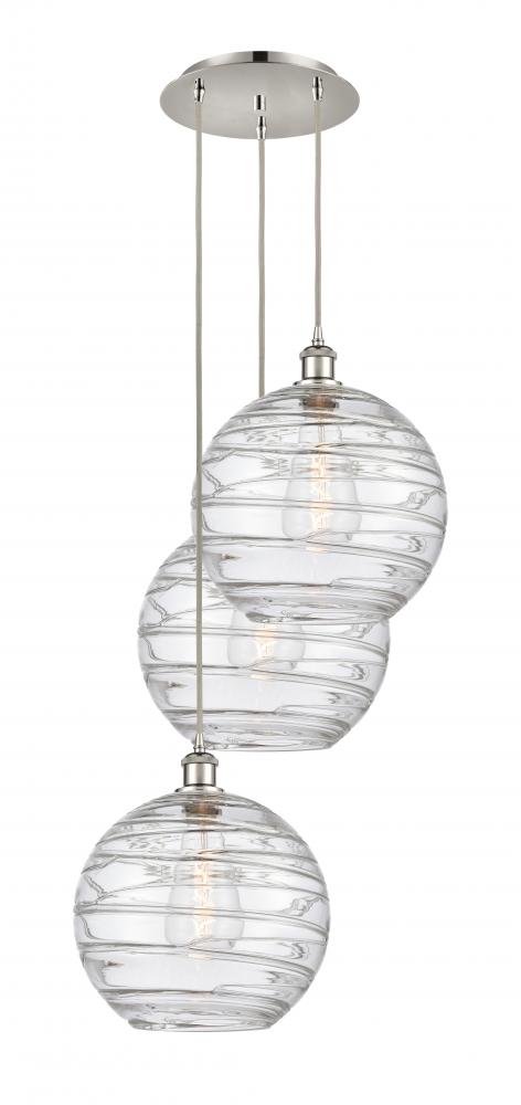 Athens Deco Swirl - 3 Light - 19 inch - Polished Nickel - Cord hung - Multi Pendant