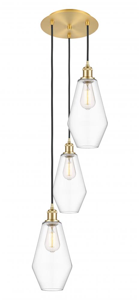 Cindyrella - 3 Light - 14 inch - Satin Gold - Cord Hung - Multi Pendant