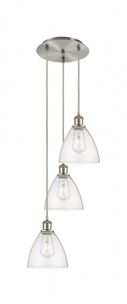 Bristol - 3 Light - 14 inch - Brushed Satin Nickel - Cord Hung - Multi Pendant