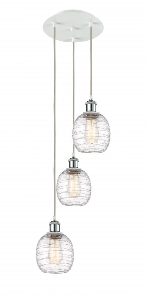 Belfast - 3 Light - 13 inch - White Polished Chrome - Cord Hung - Multi Pendant