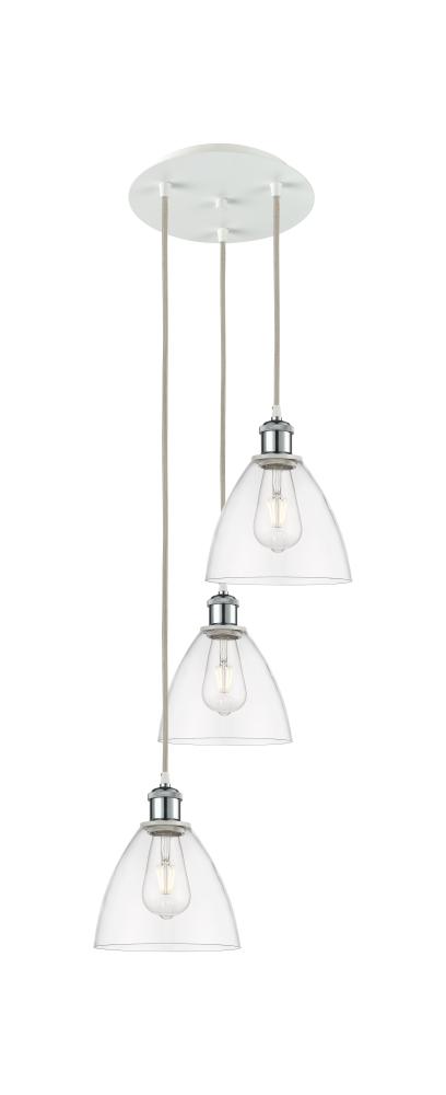 Bristol - 3 Light - 14 inch - White Polished Chrome - Cord Hung - Multi Pendant