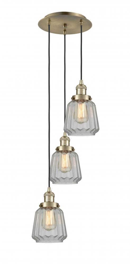 Chatham - 3 Light - 14 inch - Antique Brass - Cord hung - Multi Pendant