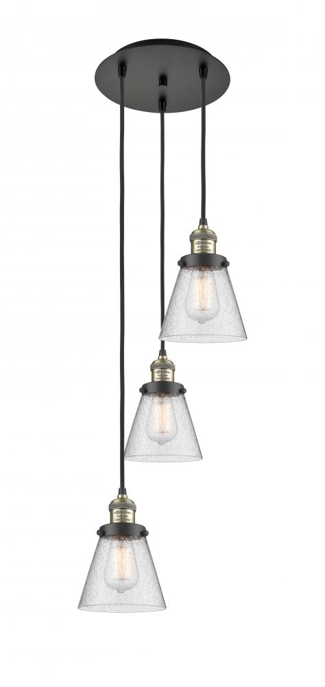 Cone - 3 Light - 13 inch - Black Antique Brass - Cord hung - Multi Pendant