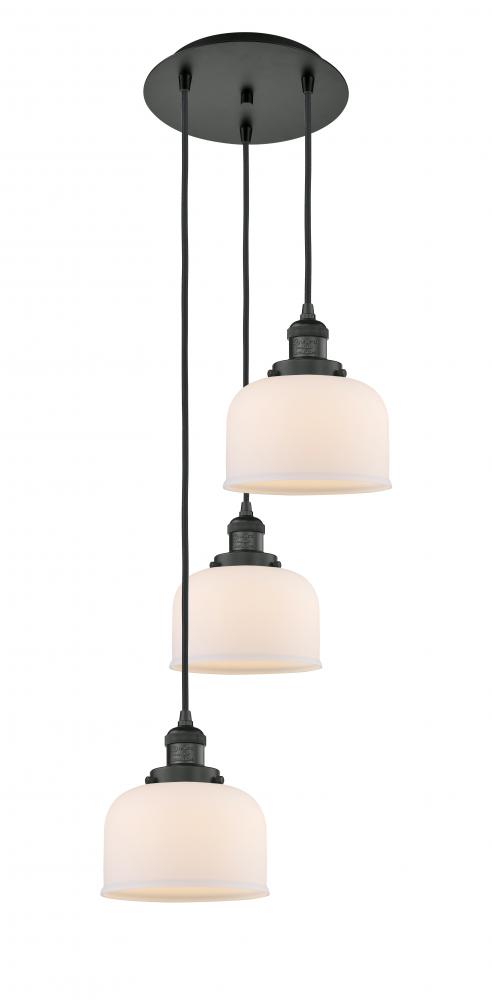 Cone - 3 Light - 14 inch - Matte Black - Cord hung - Multi Pendant