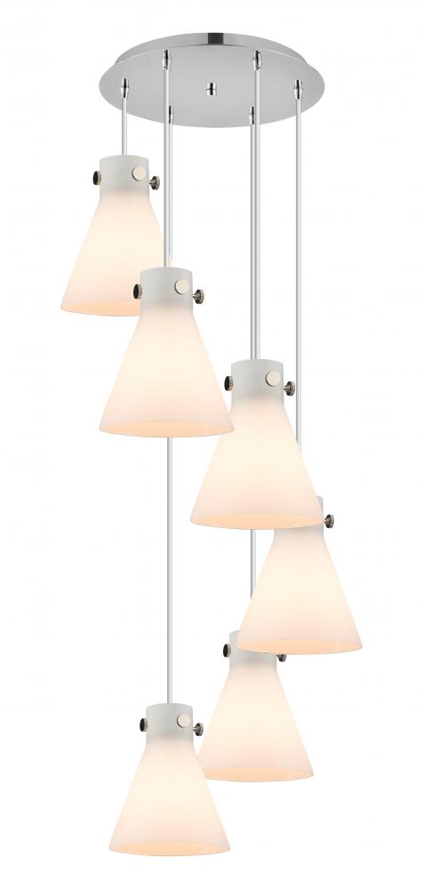 Newton Cone - 6 Light - 19 inch - Polished Nickel - Multi Pendant