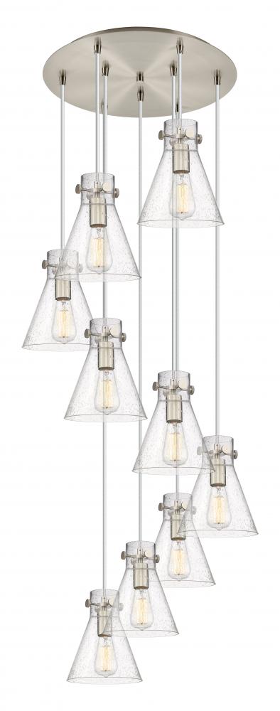 Newton Cone - 9 Light - 22 inch - Brushed Satin Nickel - Multi Pendant