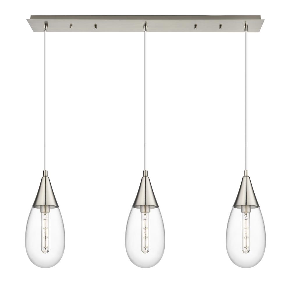 Malone - 3 Light - 38 inch - Brushed Satin Nickel - Linear Pendant