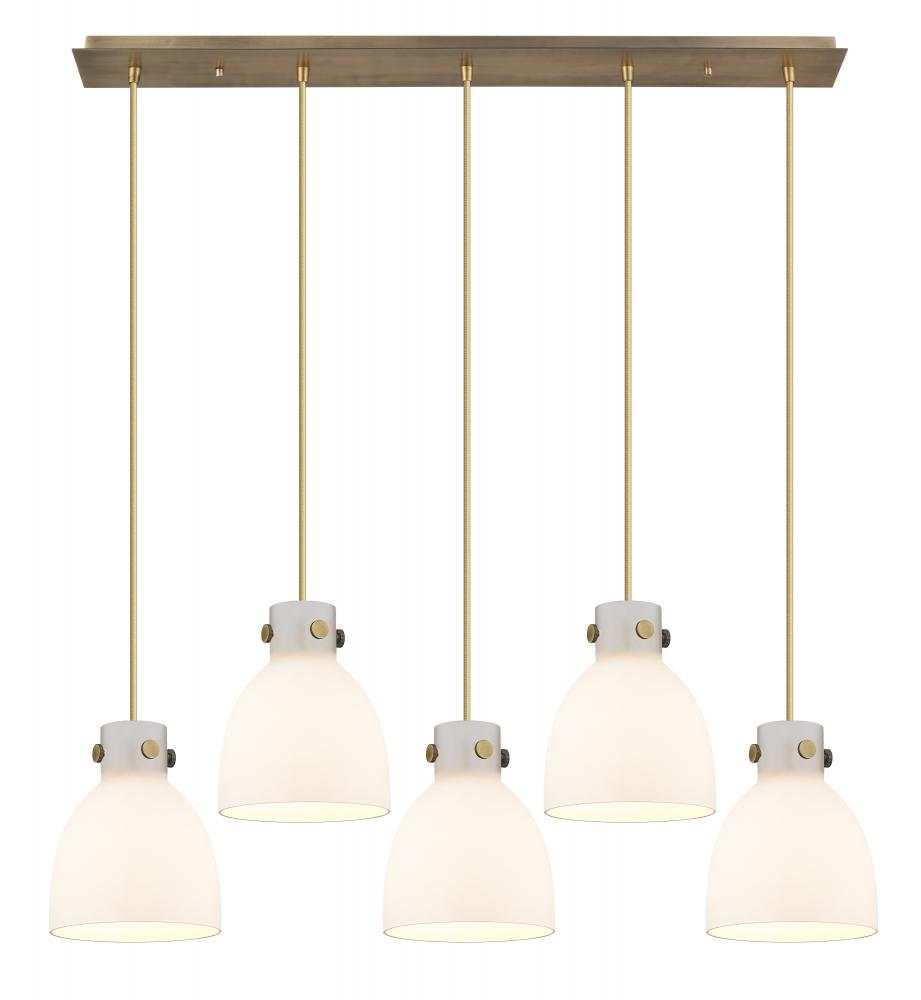 Newton Bell - 5 Light - 40 inch - Brushed Brass - Linear Pendant