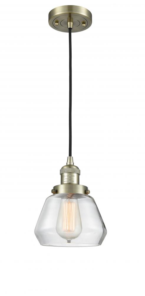 Fulton - 1 Light - 7 inch - Antique Brass - Cord hung - Mini Pendant