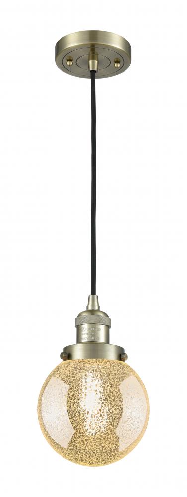 Beacon - 1 Light - 6 inch - Antique Brass - Cord hung - Mini Pendant