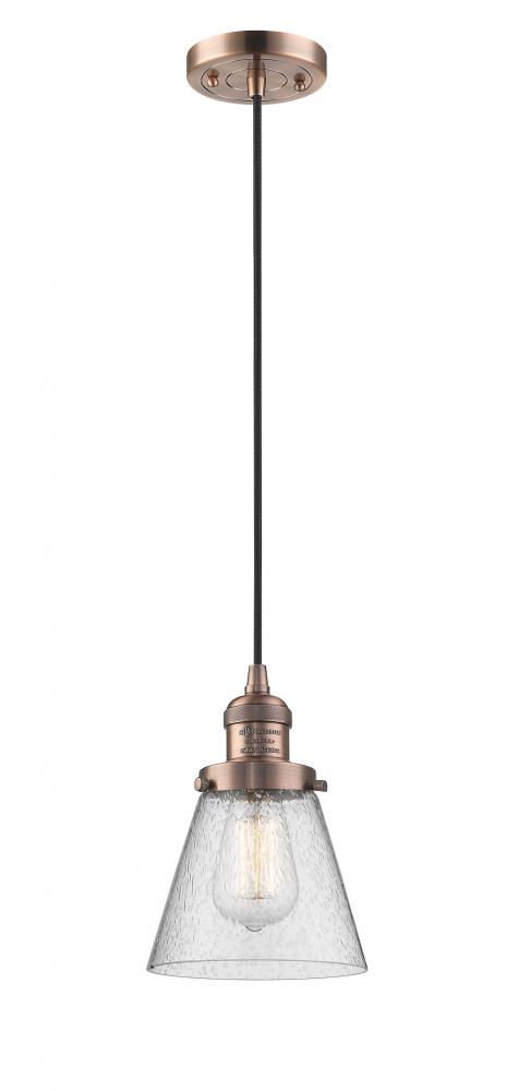 Cone - 1 Light - 6 inch - Antique Copper - Cord hung - Mini Pendant