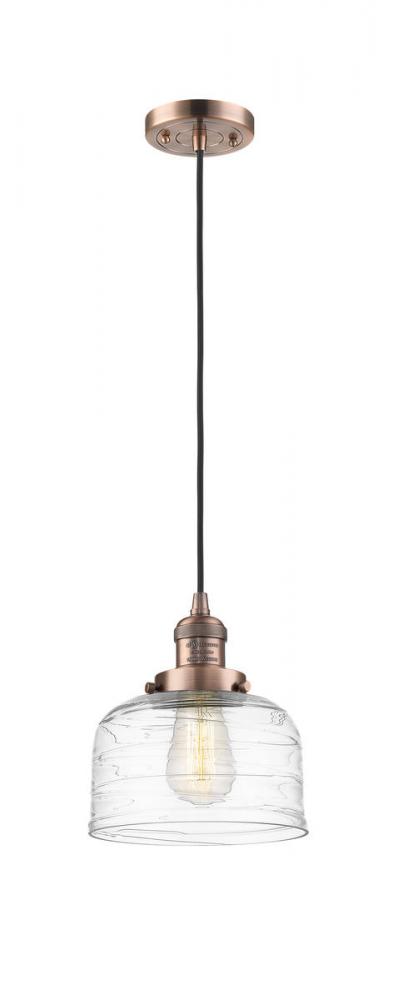 Bell - 1 Light - 8 inch - Antique Copper - Cord hung - Mini Pendant