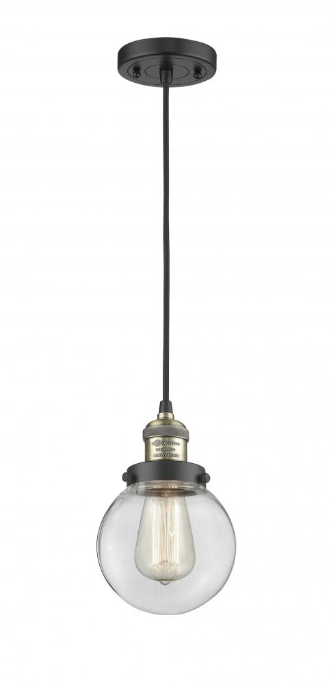 Beacon - 1 Light - 6 inch - Black Antique Brass - Cord hung - Mini Pendant