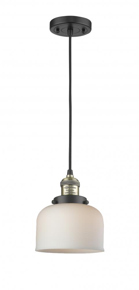 Bell - 1 Light - 8 inch - Black Antique Brass - Cord hung - Mini Pendant