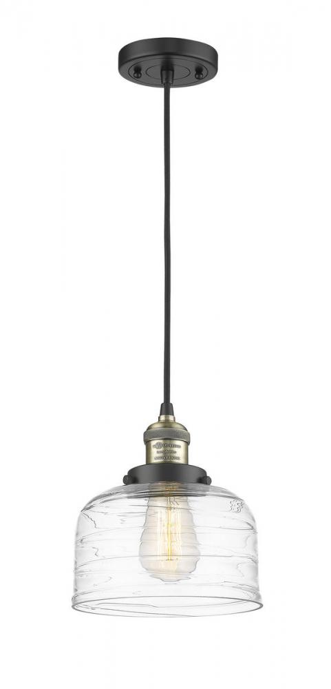 Bell - 1 Light - 8 inch - Black Antique Brass - Cord hung - Mini Pendant