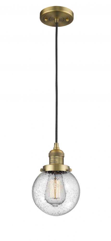 Beacon - 1 Light - 6 inch - Brushed Brass - Cord hung - Mini Pendant