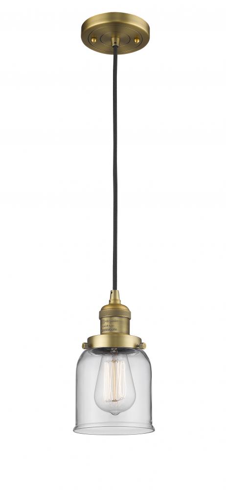 Bell - 1 Light - 5 inch - Brushed Brass - Cord hung - Mini Pendant