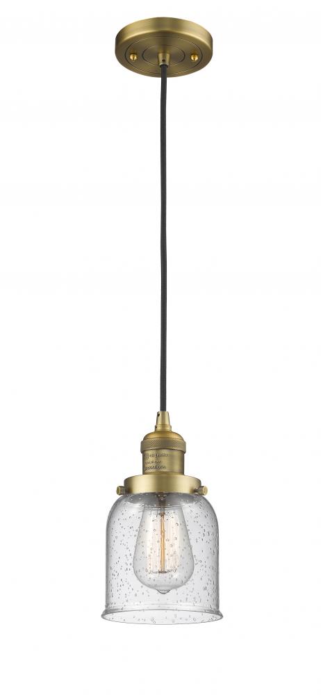 Bell - 1 Light - 5 inch - Brushed Brass - Cord hung - Mini Pendant