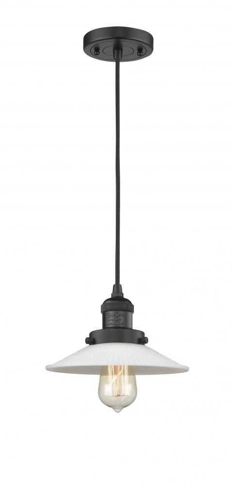 Halophane - 1 Light - 9 inch - Matte Black - Cord hung - Mini Pendant