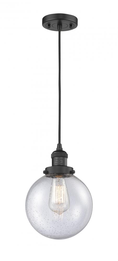 Beacon - 1 Light - 8 inch - Matte Black - Cord hung - Mini Pendant