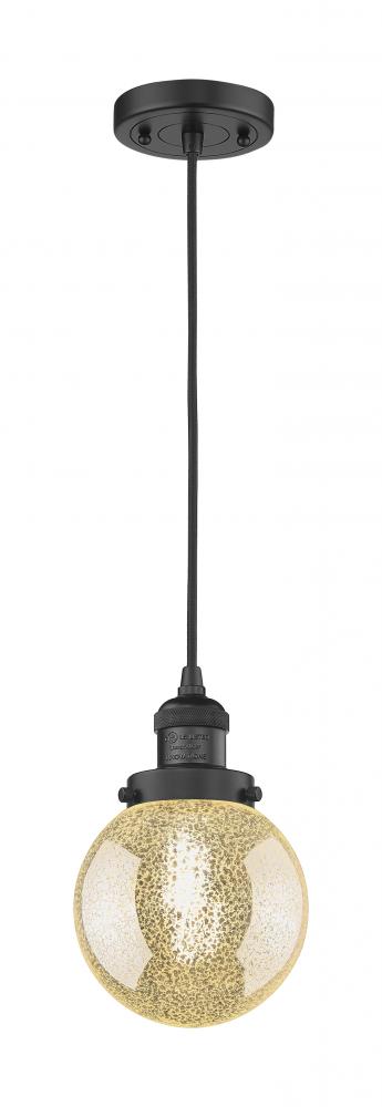 Beacon - 1 Light - 6 inch - Matte Black - Cord hung - Mini Pendant