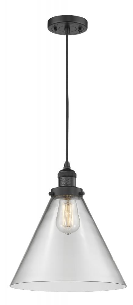 Cone - 1 Light - 12 inch - Matte Black - Cord hung - Mini Pendant