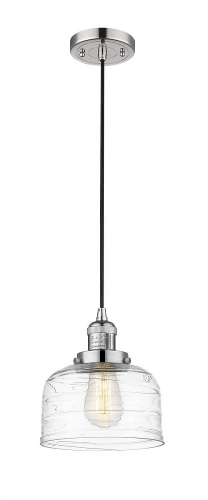 Bell - 1 Light - 8 inch - Polished Nickel - Cord hung - Mini Pendant