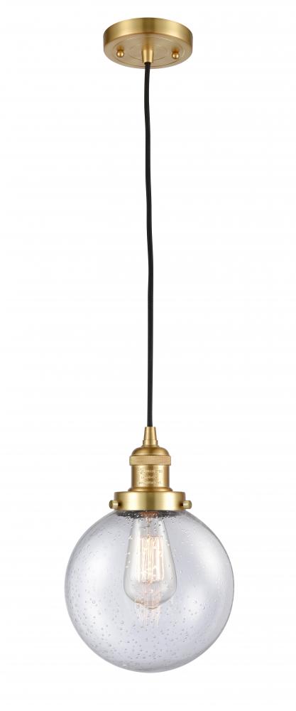 Beacon - 1 Light - 8 inch - Satin Gold - Cord hung - Mini Pendant