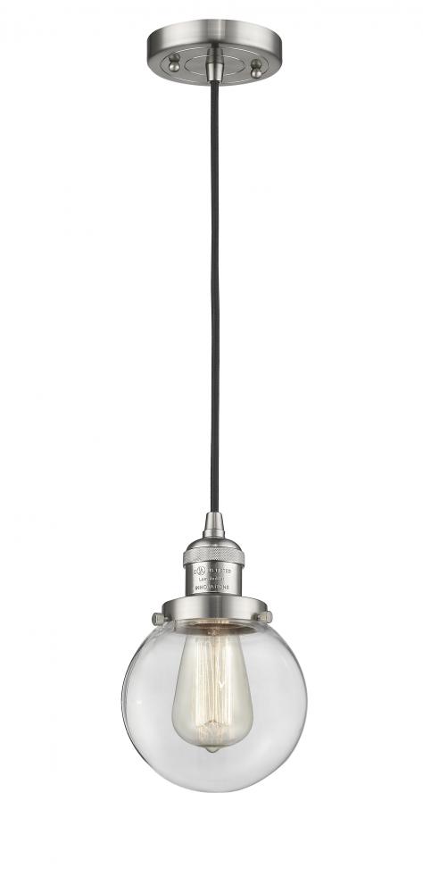 Beacon - 1 Light - 6 inch - Brushed Satin Nickel - Cord hung - Mini Pendant