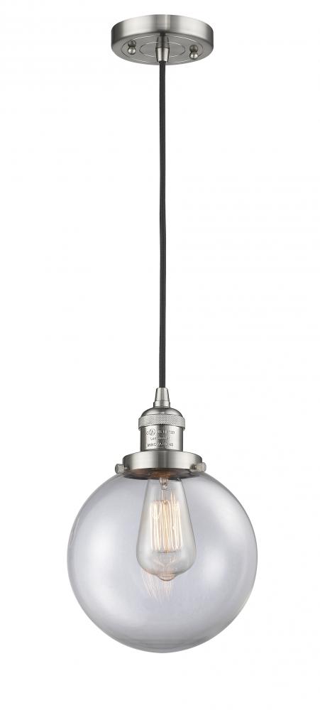 Beacon - 1 Light - 8 inch - Brushed Satin Nickel - Cord hung - Mini Pendant