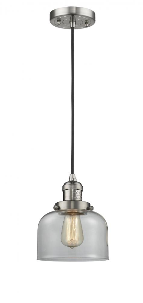 Bell - 1 Light - 8 inch - Brushed Satin Nickel - Cord hung - Mini Pendant