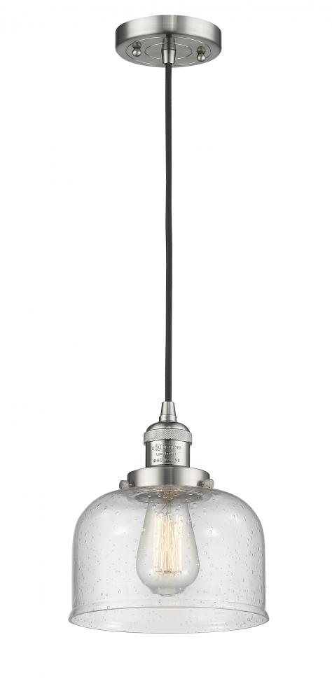 Bell - 1 Light - 8 inch - Brushed Satin Nickel - Cord hung - Mini Pendant