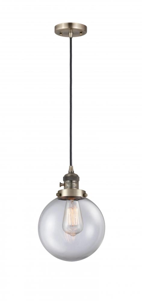 Beacon - 1 Light - 8 inch - Antique Brass - Cord hung - Mini Pendant